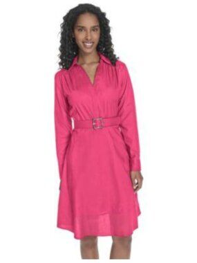 Calvin Klein CK Rosebud Pink V Neck Belted Dress Formal Event Size 6